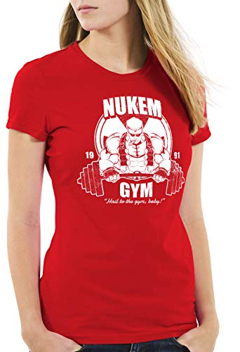 style3 Nuke Gym Camiseta para Mujer T-Shirt Ego Shooter Dos Doom Baby, Color:Rojo, Talla:2XL