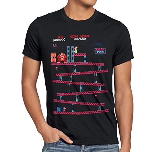 style3 Retro Kong Camiseta para Hombre T-Shirt Donkey Geek NES Nerd Gamer, Talla:XL