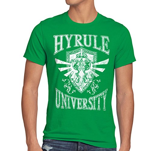 style3 University of Hyrule Camiseta para Hombre T-Shirt, Talla:M;Color:Verde
