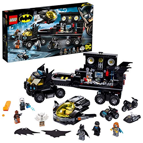 Super Heroes DC Comics Batman Batbase Móvil Batcueva Camión de Juguete con Avión Jet, Quad, Motocicleta y Moto Acuática, multicolor (Lego ES 76160)