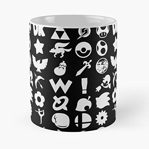Super Smash Bros Ultimate Series Logos White Icons Classic Mug - Funny Gift Coffee Tea Cup 11 Oz The Best Gift For Holidays