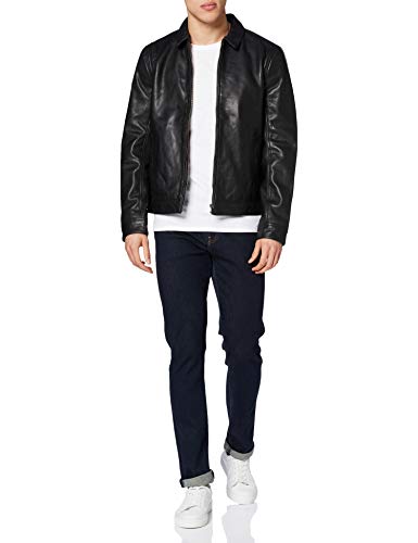 Superdry Curtis Light Leather Jacket Chaqueta, Negro (Black 02a), XL para Hombre
