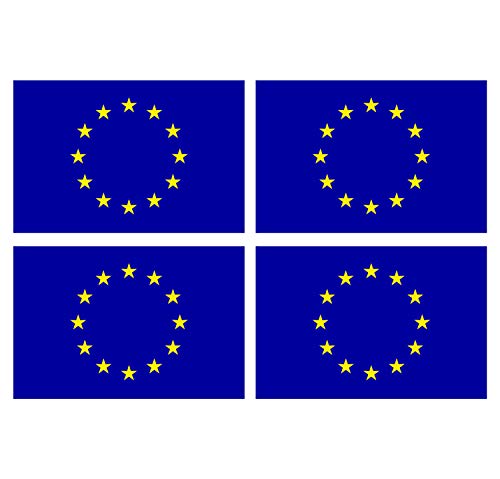 Supstick - Lote de 4 pegatinas autoadhesivas de la bandera de la Unión Europea (12 x 8 cm)