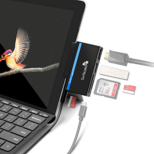 Surkit USB C Hub para Surface Go, 4K 1080p HDMI, USB 3.0, Lector de Tarjetas SD/TF, Ranura de inserción para Pen Drive, Micro USB DC para Dispositivo Externo. Amigable para Viajes, Ajusta Bien