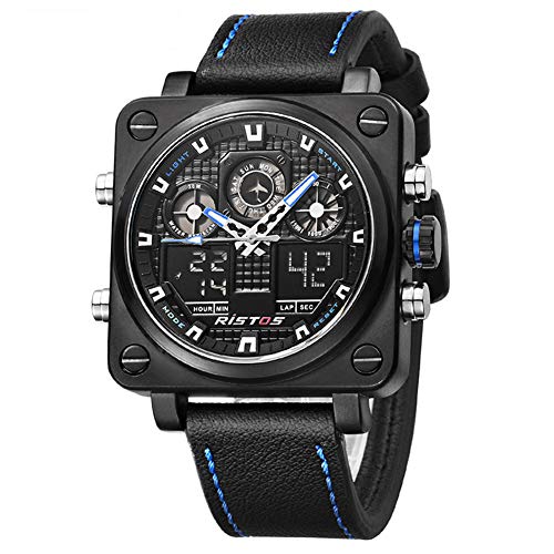 SW Watches RISTOS Relojes Digitales Deportivos Cronógrafo Hombres Multifunción Analógica Moda Reloj Militar De Cuero para Hombre