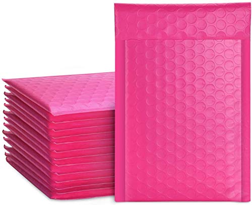 Switory 50 sobres de burbujas de polietileno de 10,2 x 17,7 cm, sobres acolchados de 10,2 x 17,7 cm, con forro de burbujas, para envío, embalaje y envío, color rosa