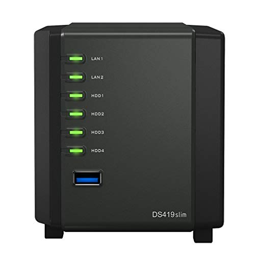 Synology DiskStation DS419slim Ethernet Torre Negro NAS - Unidad Raid (Unidad de Disco Duro, SSD, 20 TB, SATA, Serial ATA II, Serial ATA III, 2.5", 0,1,5,6,10,JBOD, Fat,NTFS,ext3,ext4)