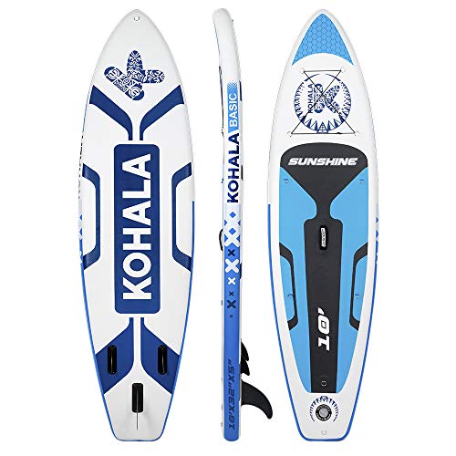 Tabla de Paddle Surf Sunshine Color Blanco y Azul - Tipo Beginner - Capacidad Máxima 120 kg - Aletas 3 (2+ 1)