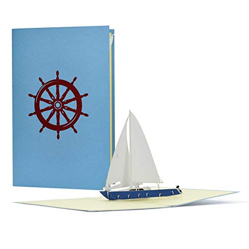 Tarjeta pop up 3d con barco vela. Cheque regalo, tarjetas de viaje ideales como regalos para viajeros. Tarjetas regalo para cumpleaños, vacaciones o agradecimiento, B16