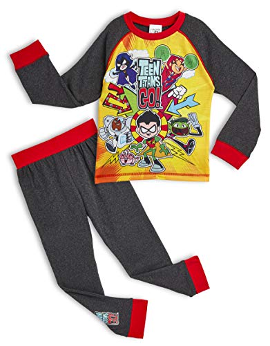 Teen Titans Go! Pijama para Niños Invierno, con Superhéroes Beast Boy Cyborg Starfire Robin Raven, Ropa de Dormir Niño Camiseta y Pantalones de Manga Larga, Regalo para Niños 3-10 años (7/8 Años)
