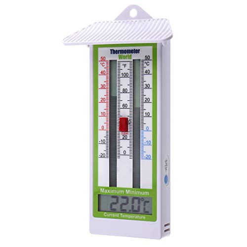 Termómetro digital con temperatura máxima y mínima, para el jardín, el invernadero, exteriores e interiores, Calificación IP65