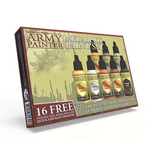 The Army Painter ? | Metallic Paint Set | 8 Pinturas Metálicas y 16 Bolas de Mezcla | para Pintura y Modelado de Figuras Miniatura de Wargames