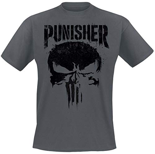 The Punisher Big Skull Hombre Camiseta Gris Oscuro L, 100% algodón, Regular