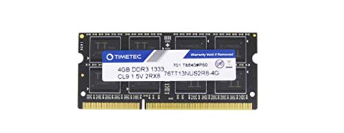 Timetec Hynix IC 4GB DDR3 1333MHz PC3-10600 Unbuffered Non-ECC 1.5V CL9 2Rx8 Dual Rank 204 Pin SODIMM Portatil Memoria Principal Module Upgrade (4GB)