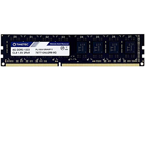 Timetec Hynix IC 8GB DDR3 1333MHz PC3-10600 Unbuffered Non-ECC 1.5V CL9 2Rx8 Dual Rank 240 Pin UDIMM PC Sobremesa Memoria Principal Module Upgrade (8GB)