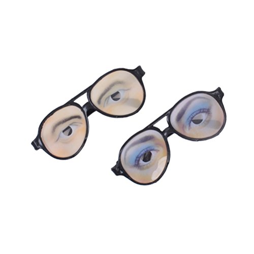 Tinksky 2pcs Halloween truco de juguete masculino femenino ojos divertidos gafas de disfraz disfraz de anteojos partido de los apoyos