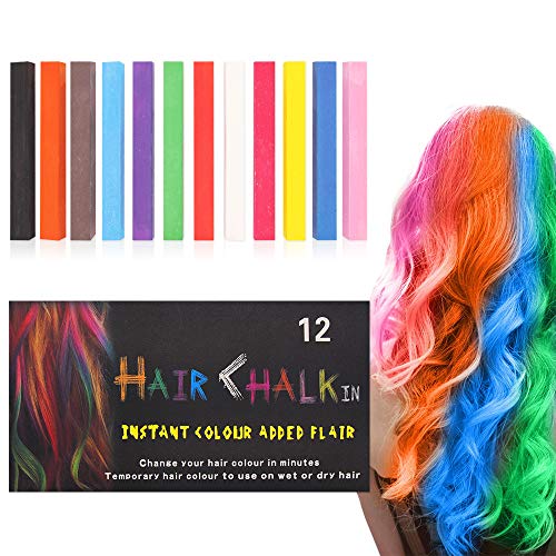 Tiza para el pelo,12 colores temporales de cabello,perfectos para fiestas, Halloween, disfraces, festivales, Cosplay y más,Para cualquier tipo de cabello