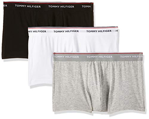 Tommy Hilfiger 3p Lr Trunk Boxer, Negro (Black/White/Grey Heather 004), S (Pack de 3) para Hombre