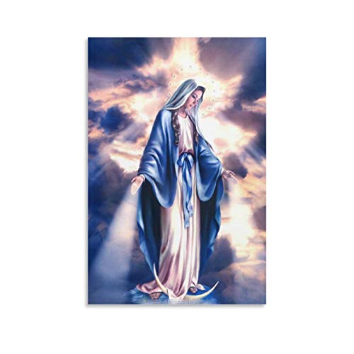 Tongton Pintura abstracta de Jesús y la Virgen María Póster decorativo lienzo pared arte sala de estar carteles dormitorio pintura 30 x 45 cm