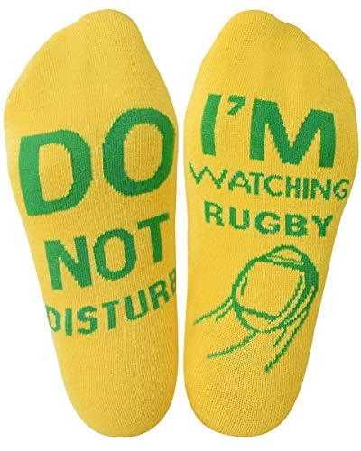 Tuopuda Calcetines con Letras de Novedad para Amantes del rugby,'DO NOT DISTURB, I'M WATCHING RUGBY',Calcetines Tobilleros Calcetines de Pantorrilla Calcetines Divertidos para Hombres Mujeres Regalos