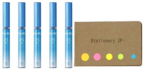 Uni Kuru Toga High Quality Mechanical Pencil Lead, 0.5mm HB, Blue Case, 5-pack/Total 100 Leads, Sticky Notes Value Set