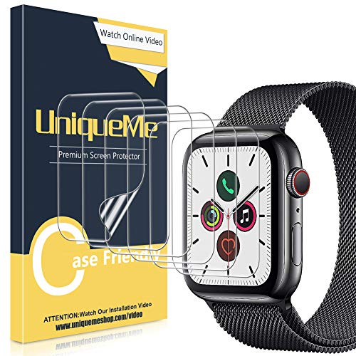 UniqueMe [6 Pack] Protector de Pantalla para Apple Watch 44mm Series 4/5/6/SE, [Caso amistoso] [Película Flexible] Soft HD Clear Anti-Scratch con