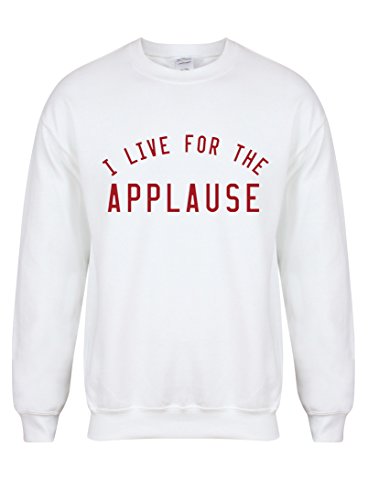 Unisex Slogan Sweater Jumper I Live For The Applause White Medium with Red