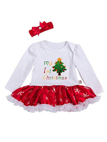 URBEAR Bebés Niñas Tutu Vestidos de Mi Primera Navidad 2 Piezas Árbol de Navidad 18-36 Meses