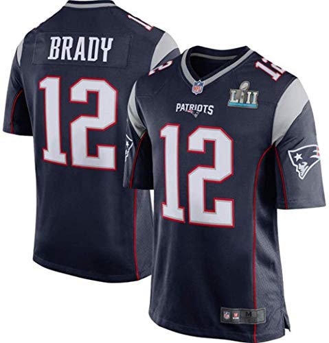 URPRU NFL Football Jersey Patriots Brady 12# Camiseta Hombres-Blue_M