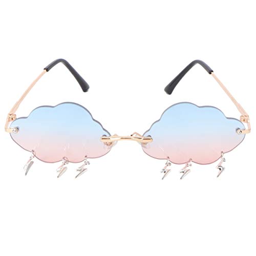 VALICLUD Gafas de Sol para Mujer Gafas de Sol sin Montura en Forma de Nube con Encantos de Rayos Gafas de Sol de Moda Lente de Color Rosa