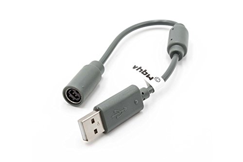 vhbw Cable adaptador USB Breakaway con protección compatible con Microsoft XBox 360 controller, mandos - gris