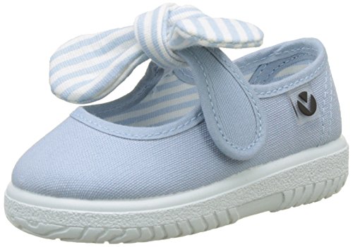 Victoria Mercedes Lona Pañuelo, Zapatos de primeros pasos para Bebé-Niñas, Azul (Nube), 23 EU