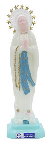 Vierge - Vierge de plástico luminoso, 17 cm, cara rosa, base azul