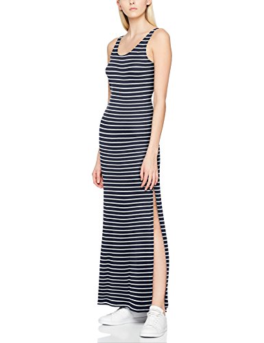Vila Clothes Videana S/l Maxi Dress-Noos Vestido, Azul (Total Eclipse Stripes: Snow White), 42 (Talla del Fabricante: X-Large) para Mujer