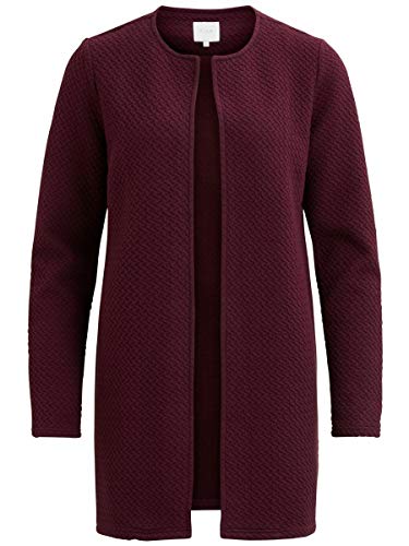 Vila Clothes Vinaja New Long Jacket-Noos Abrigo, Rojo (Winetasting Winetasting), 42 (Talla del Fabricante: Large) para Mujer