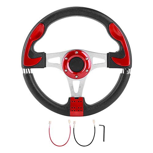 Volante, volante deportivo para automóvil de 320 mm/12,5 pulgadas con botón de bocina Piezas modificadas automáticamente universales(rojo)