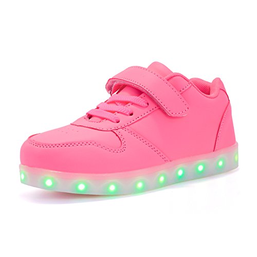 Voovix Kids Low-Top Led Light Up Shoes con Control Remoto Zapatos con Luces para niños y niñas(Rosa,EU33/CN33)