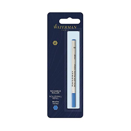 Waterman - Recambio para bolígrafos roller, punta fina con tinta azul, paquete de 1