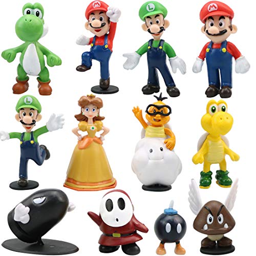 WENTS Super Mario Figures 12pcs / Set Super Mario Toys Figuras de Mario y Luigi Figuras de acción de Yoshi y Mario Bros Figuras de Juguete de PVC de Mario