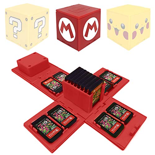 WIKEA Estuche para Tarjeta de Memoria Nintendo Switch, portatarjetas para Videojuegos con 16 Ranuras para Tarjetas (Mario Red)