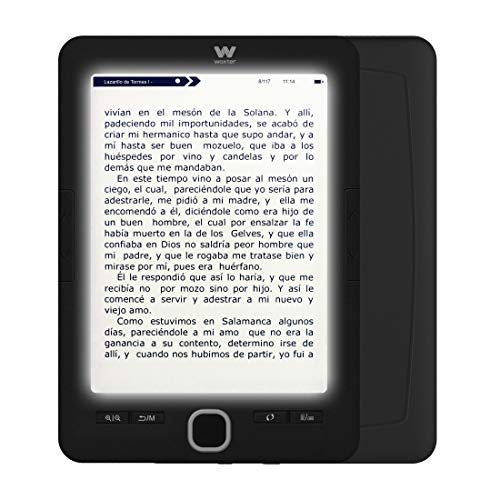 Woxter Scriba 195 Paperlight Black Lector de libros electrónicos de 6" (1024 x 758, e-ink pearl, pantalla RETROILUMINADA, EPUB, PDF, micro SD, guarda más de 4000 libros, textura engomada) color negro