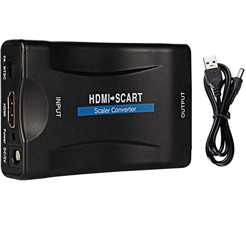 Yizhet HDMI a SCART Convertidor, Adaptador de HDMI a euroconector Video convertidor para PS3 PS4 VCR DVD BLU-Ray Sky HD