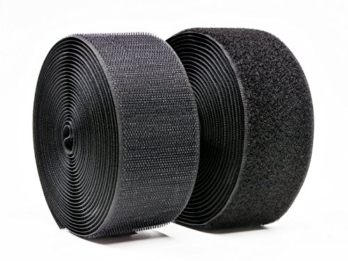 Yolito 5CM × 5M Rollo de gancho y lazo Cose en cintas (no adhesivo) Ambos lados incluidos, Negro