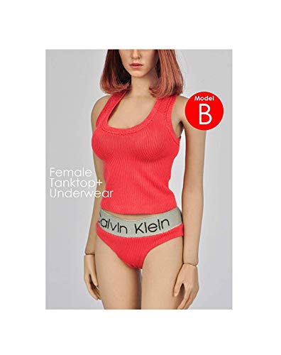 ZSMD 1/6 Women Tank Top & Underwear for Female Figure Body (Red)