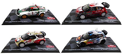 - Lote de 4 Coches de Rally 1/43 Ixo compatibles con VW Polo WRC + Citroen DS3 + Lancia Stratos + Citroen C3 (BR1 + BR2 + BR3 + BR8)