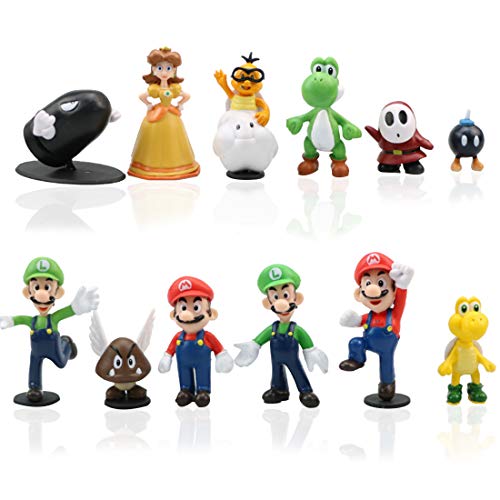 12pcs / Set Super Mario Toys - Figuras de Mario y Luigi Figuras de acción de Yoshi y Mario Bros Figuras de Juguete de PVC de Mario