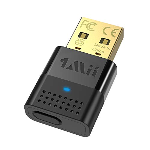 1mii Bluetooth USB PC, Transmisor Audio Bluetooth 5.0, Dongle Bluetooth para PC, PS4 con APTX Baja Latencia y APTX HD, Adaptador de Audio USB de Doble Enlace a Altavoz/Auriculares Bluetooth