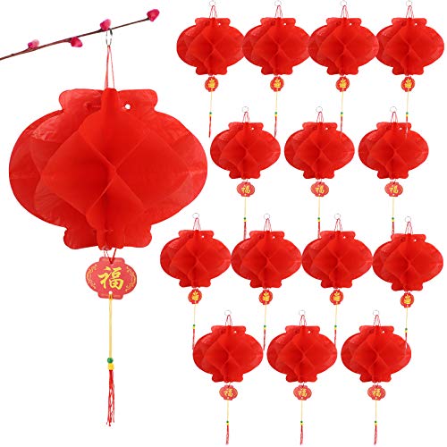 20 Farolillos Chinos de Papel 15cm Faroles Rojos Linternas Colgantes para Decoración de Festival de Primavera Año Nuevo Chino Boda Fiesta