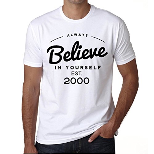 2000 Cumpleaños de 21 años, Always Believe, Siempre Creer Camiseta, Divertido y Elegante Camiseta Hombre, Eslogan Camiseta Hombre, Camiseta Regalo, Regalo Hombre