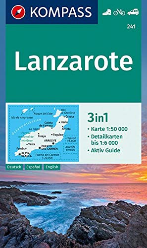 241 Lanzarote 1: 50.000: 3in1 Wanderkarte 1:50000 mit Aktiv Guide und Detailkarten. Fahrradfahren. Autokarte.